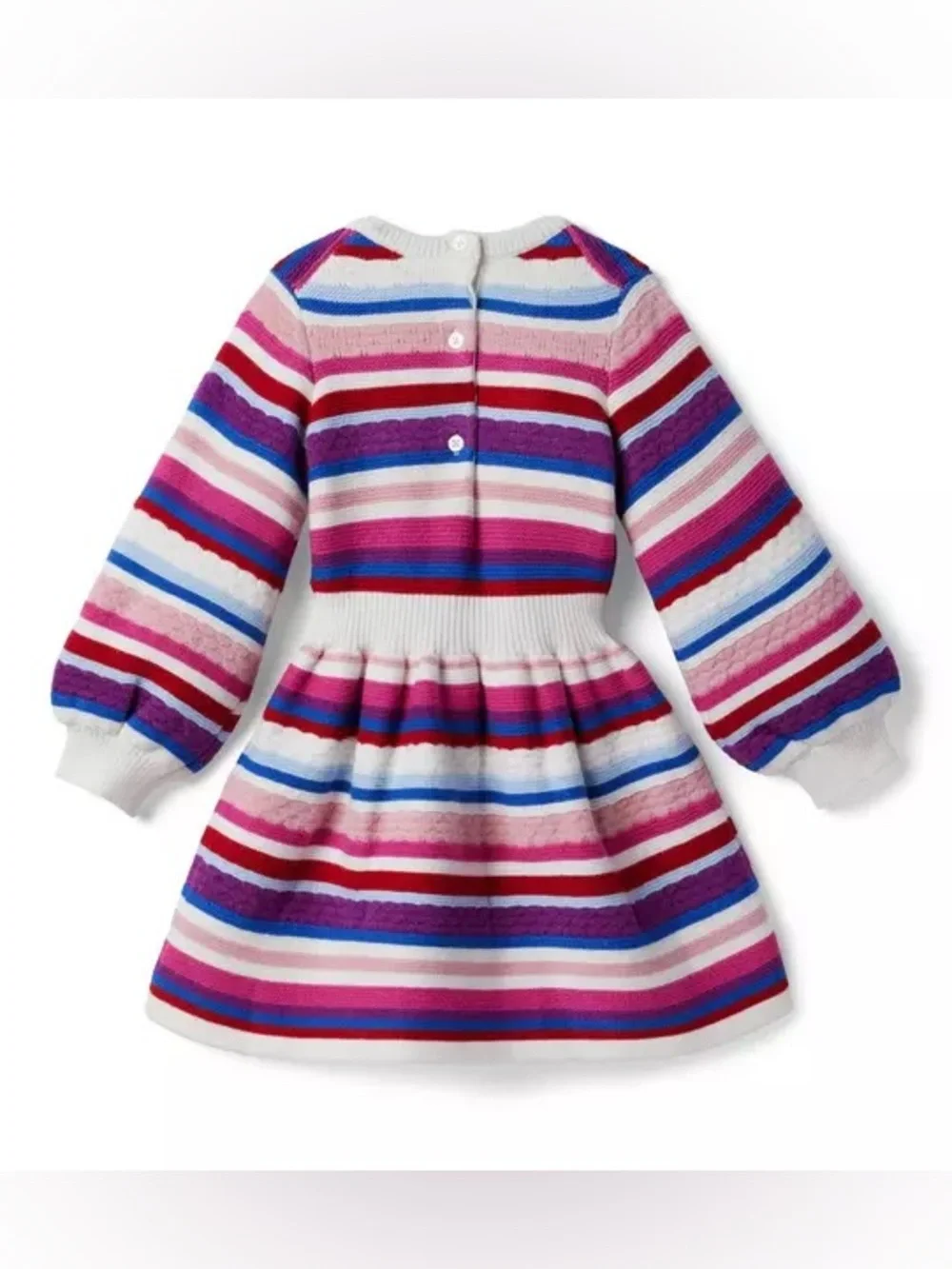 Janie and Jack Amara Striped Sweater Dress 4 Years Balloon Sleeve Pink Blue Knit